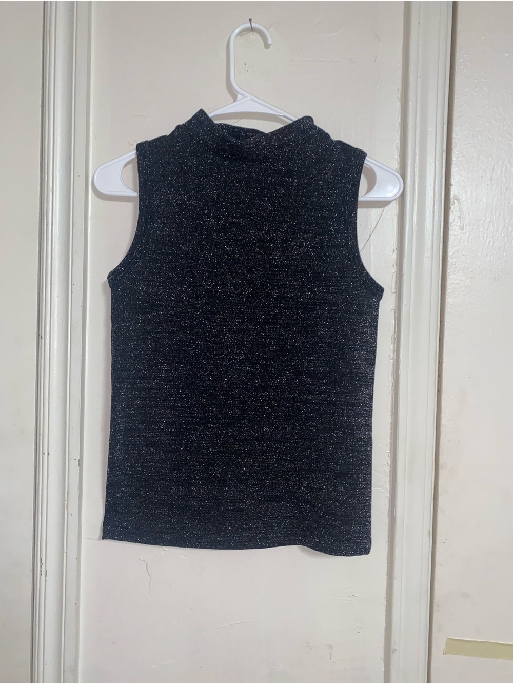 Girls' Sleeveless Shimmery Mock Neck Top - Black